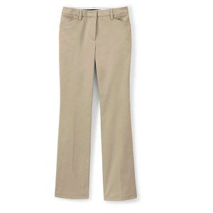 NWT Lands End Women's Curvy Fit Bootcut Chino Pants Khaki Size 2 26/27W $55